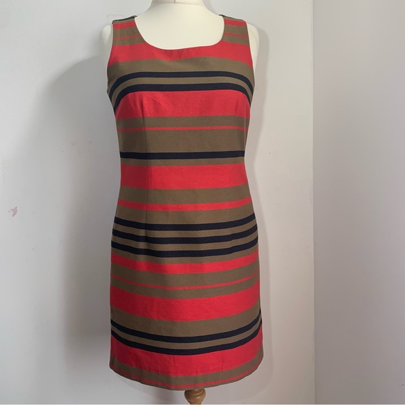 Next Shift Dress Stripe Cotton Mix Sleeveless Knee-Length Round Neck Lined UK 14 - Picture 4 of 14
